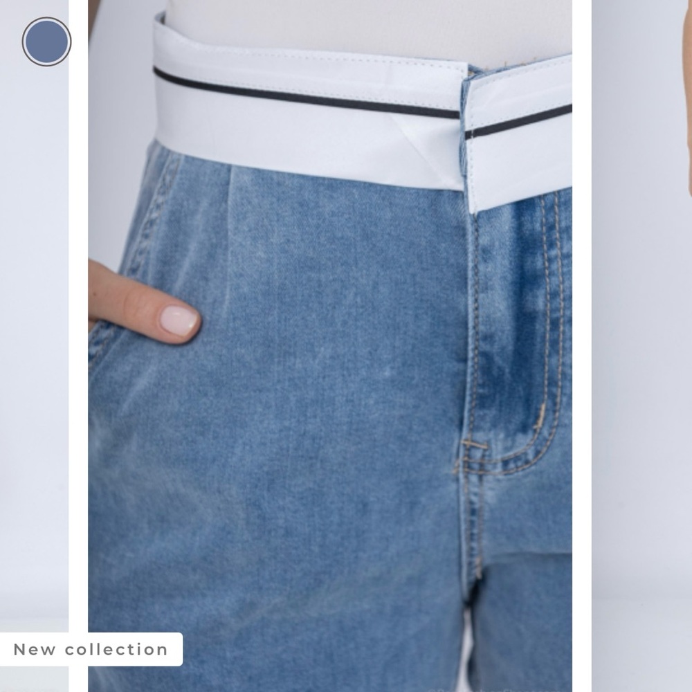 Wide, high-waisted color-block jeans